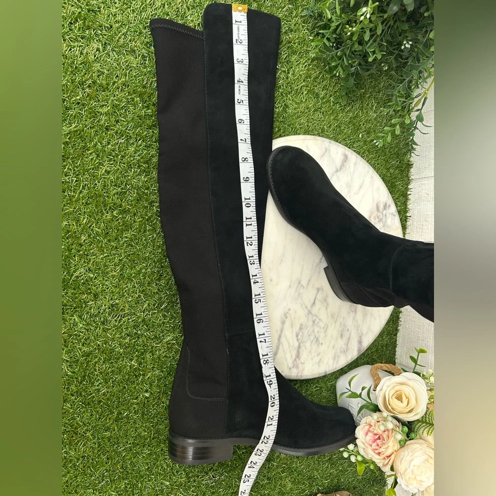 Stuart Weitzman 5050 Gisele 30MM black Suede Boots $850 Sz 7 NEW only dust bag